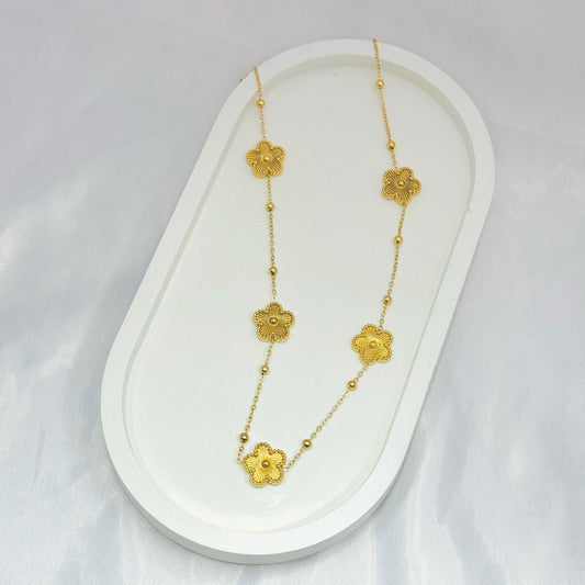 Dainty Gold Flower Charm Necklace