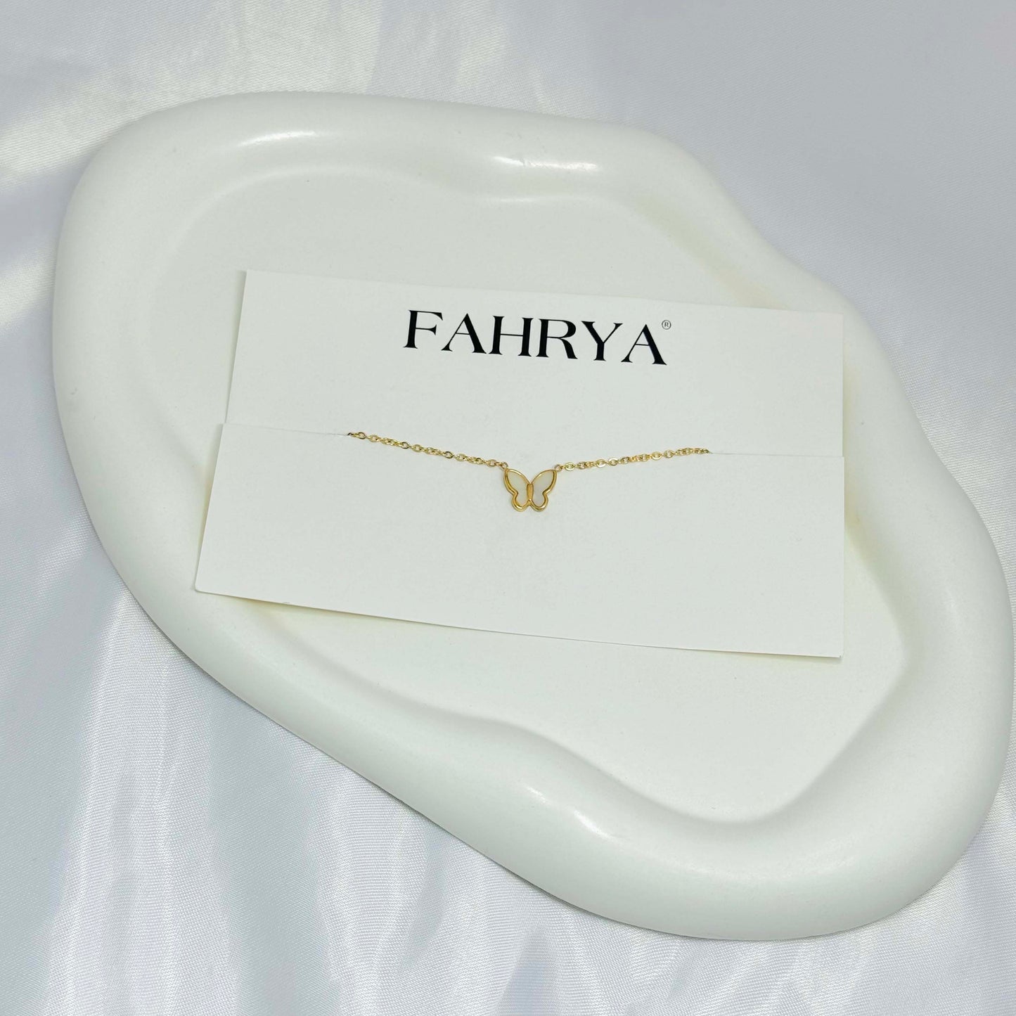 White Butterfly Gold Necklace