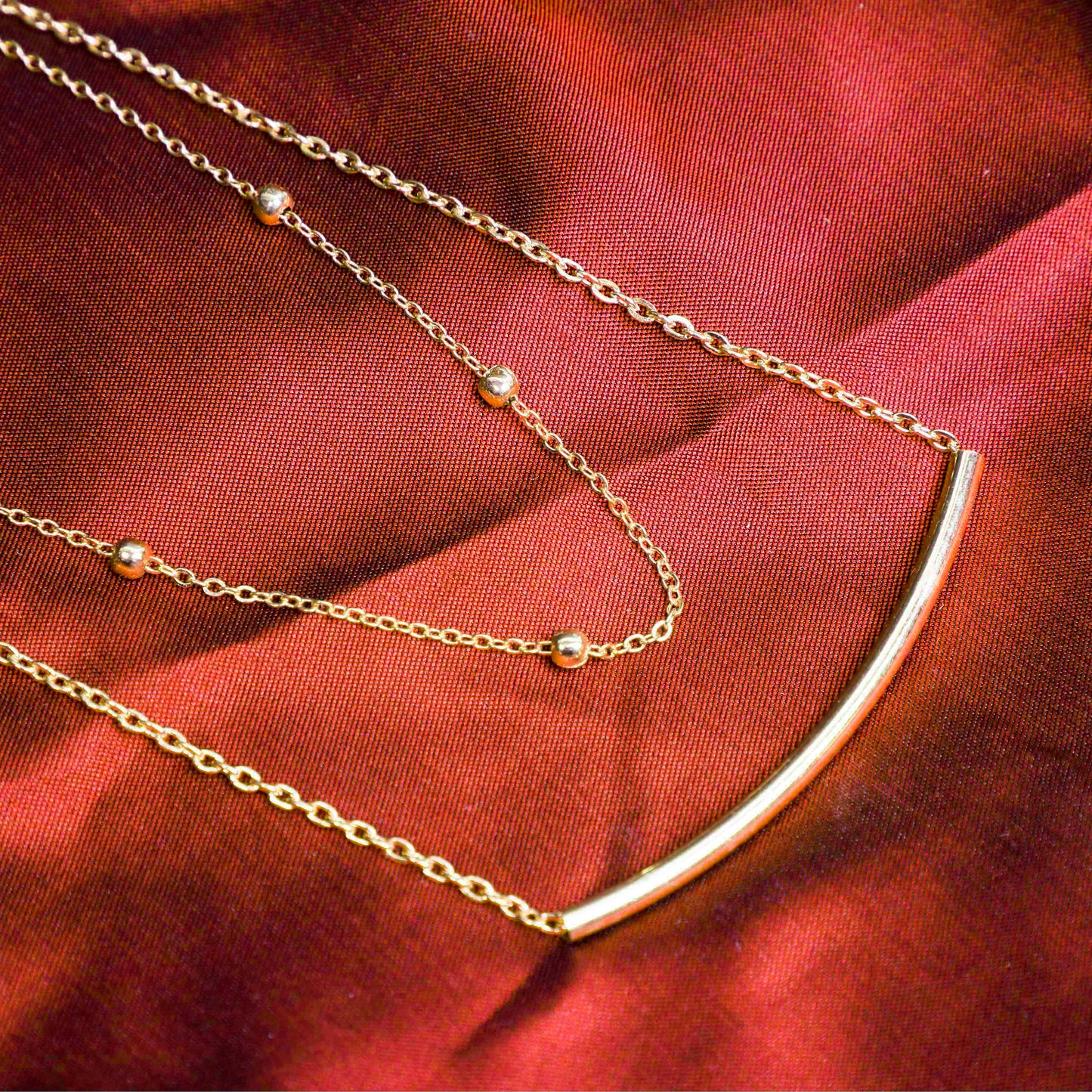 Double Layered Bar Necklace