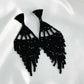 Black Long Drop Diamond Earrings