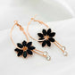 Black Flower Loop Drop Earrings