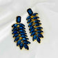 Blue Diamond Stone Long Drop Earrings