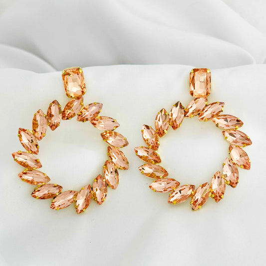 Baby Pink Diamond Stone Hoop Earrings