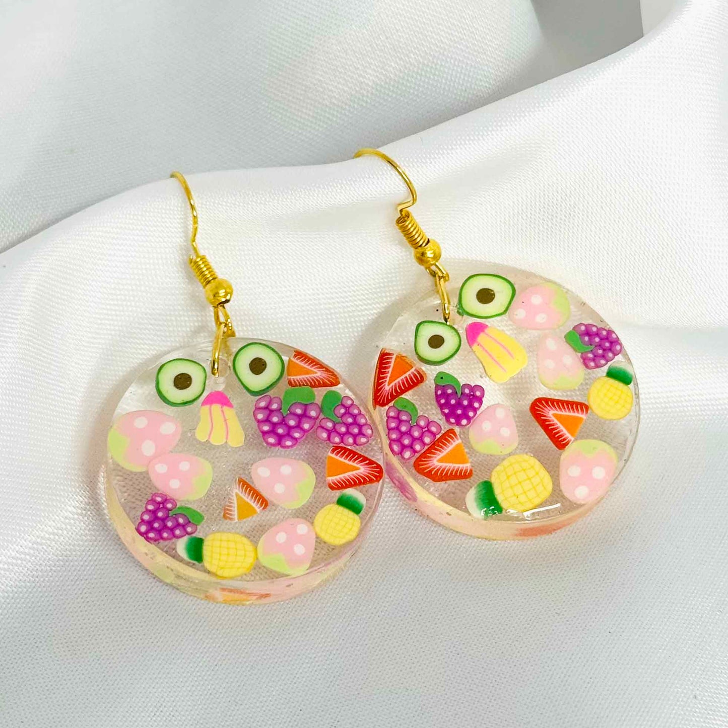 Mix Fruit Circle Resin Earrings