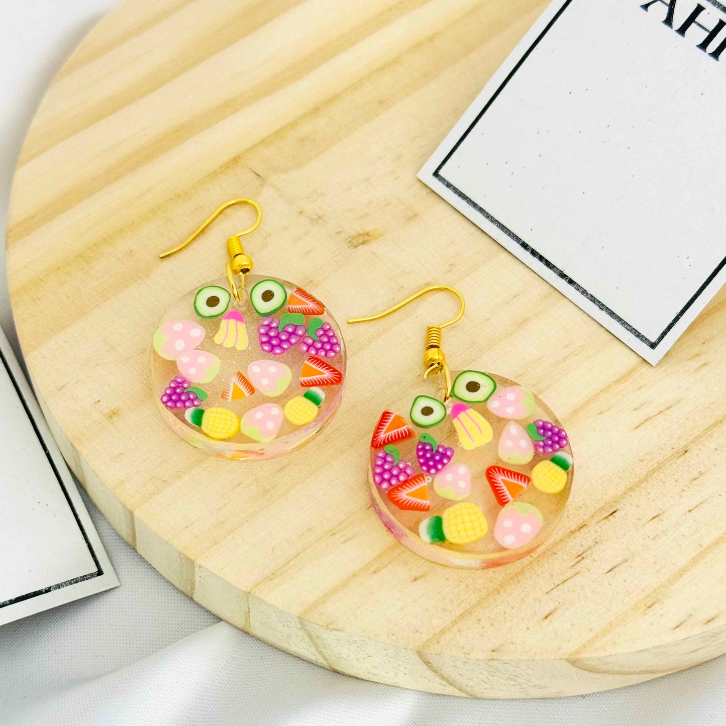 Mix Fruit Circle Resin Earrings