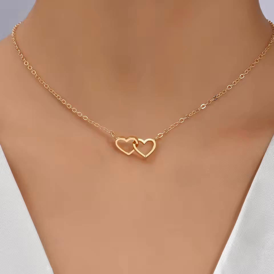 Double Heart Pendant Necklace