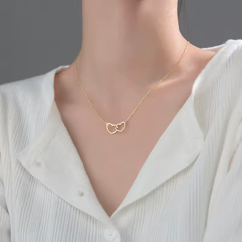 Double Heart Pendant Necklace