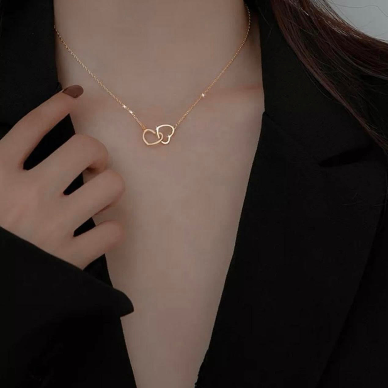 Double Heart Pendant Necklace