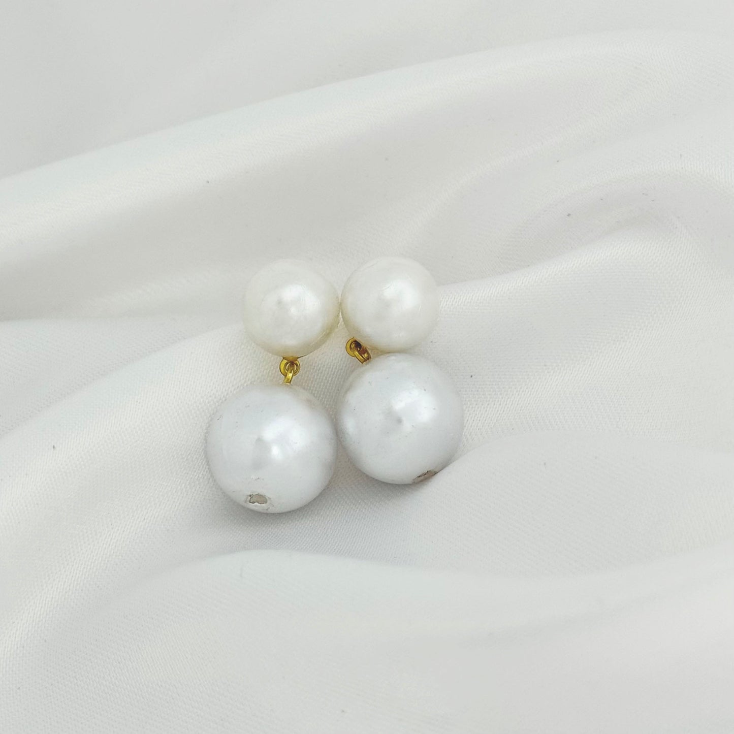 Double White Pearl Earrings