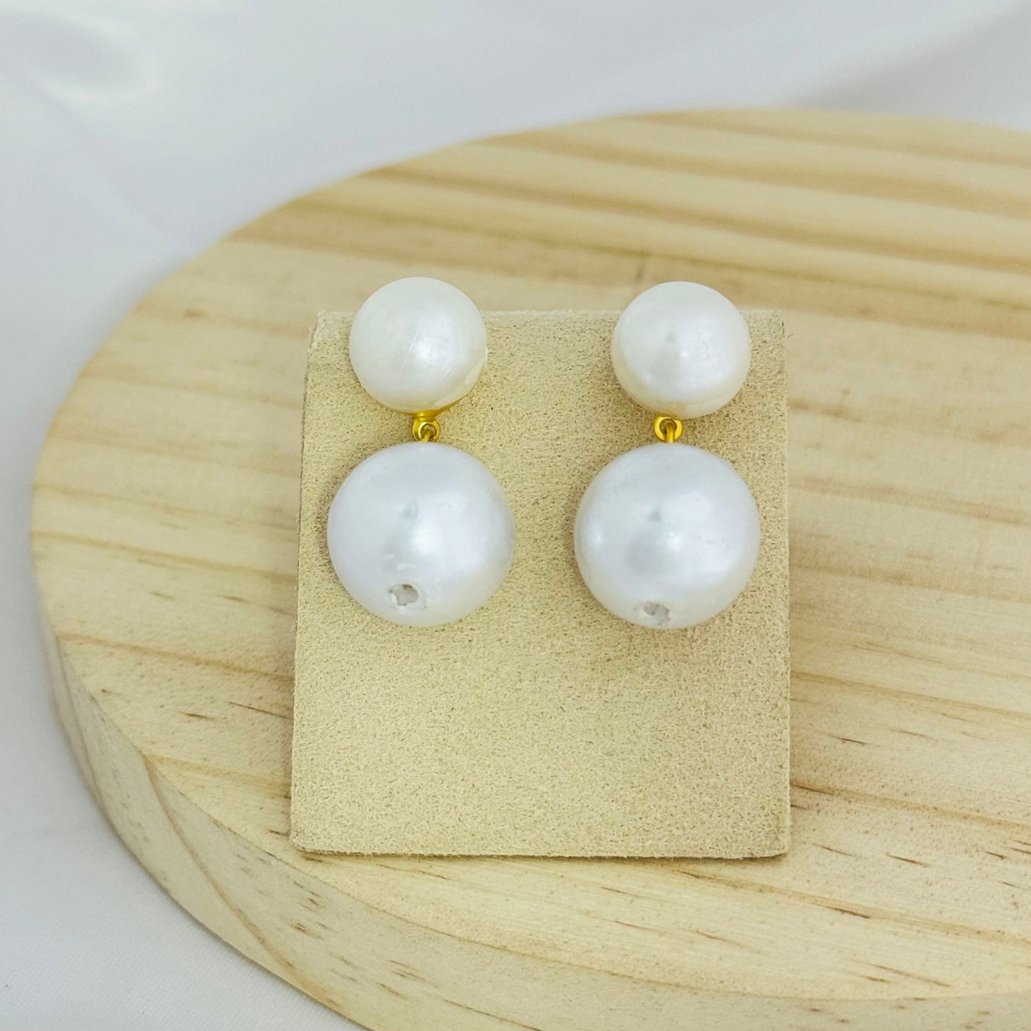 Double White Pearl Earrings