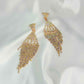 Golden Long Drop Diamond Earrings