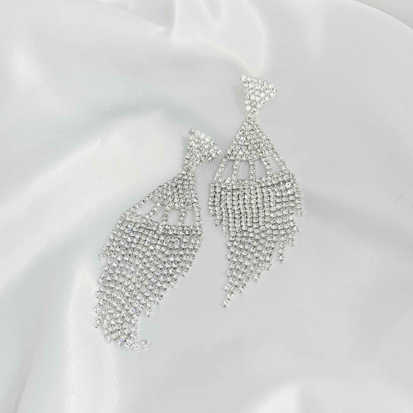 Long Drop Diamond Earrings