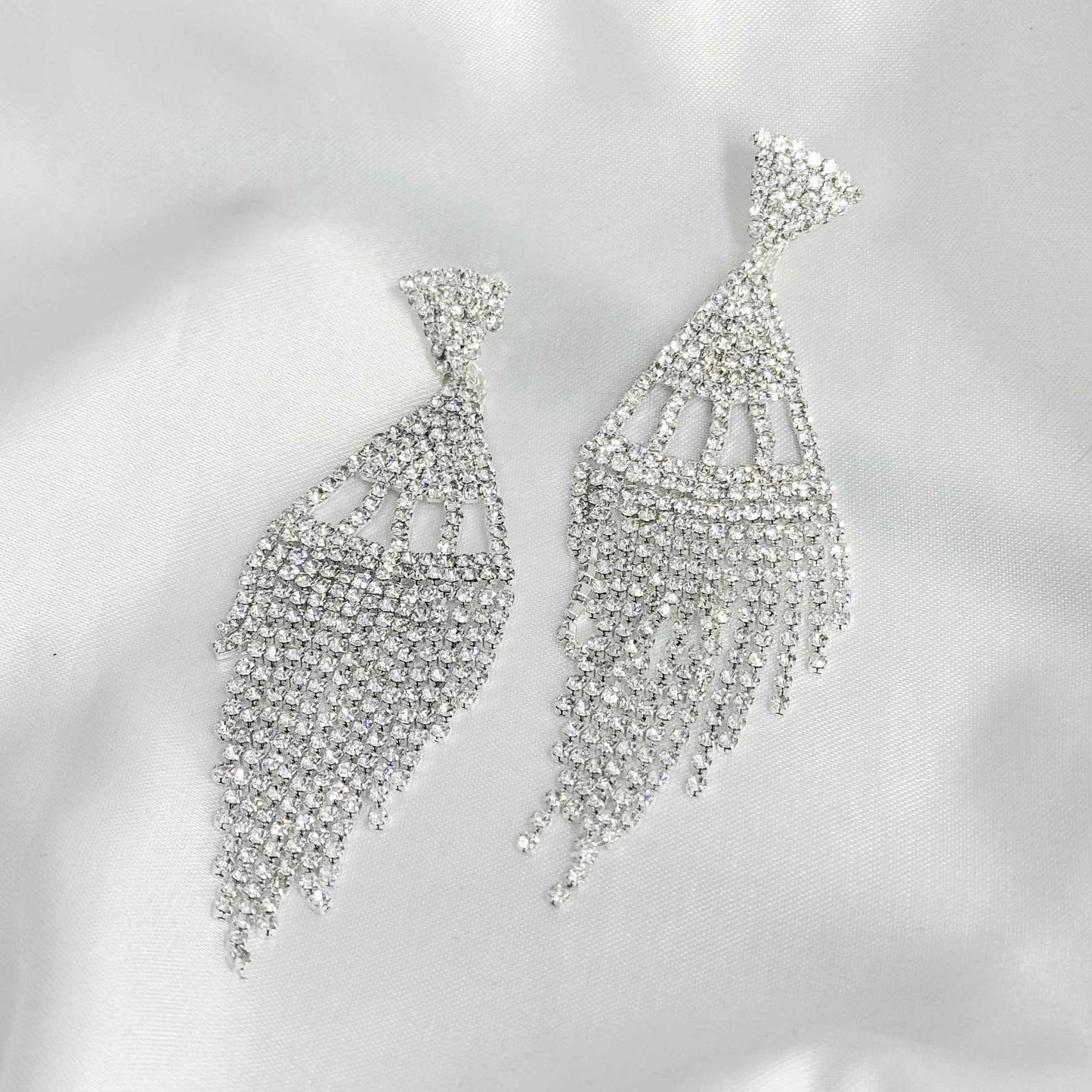 Long Drop Diamond Earrings