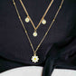 Four Flower Double Layered Chain Necklace