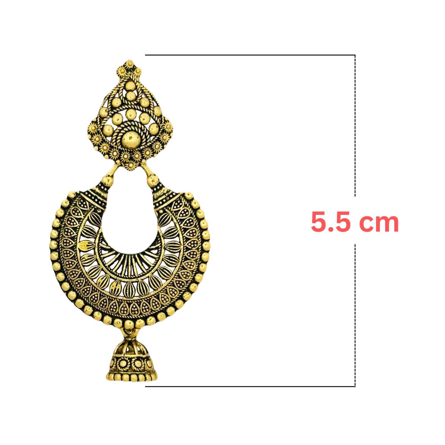 Golden Chandbali Oxidized Jhumka Earring