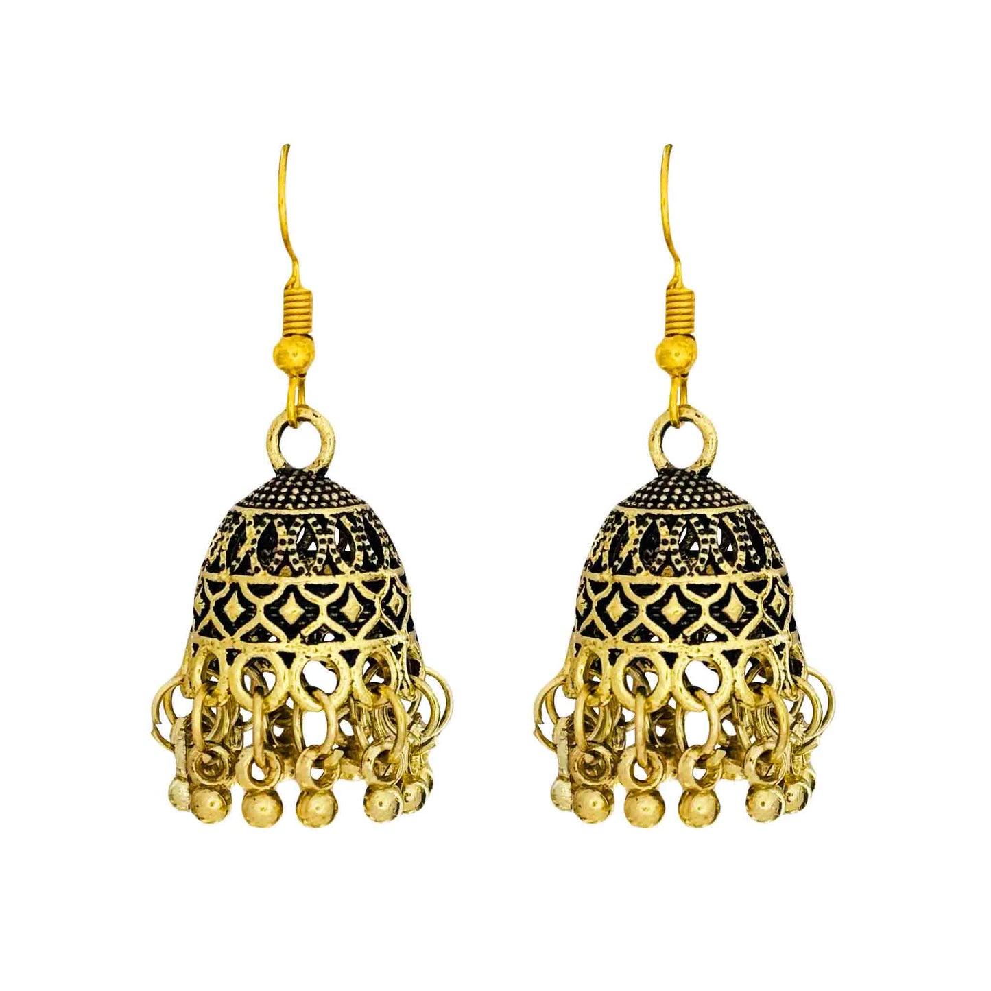 Golden Oxidized Jhumkas