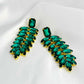 Green Diamond Stone Long Drop Earrings