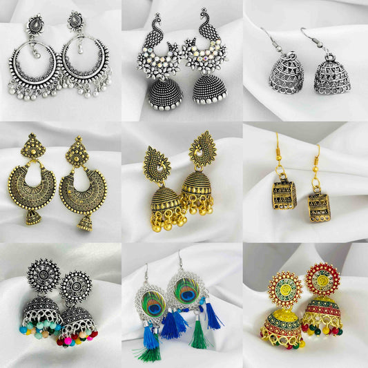 9 Mix and Match Jhumka Combo Set