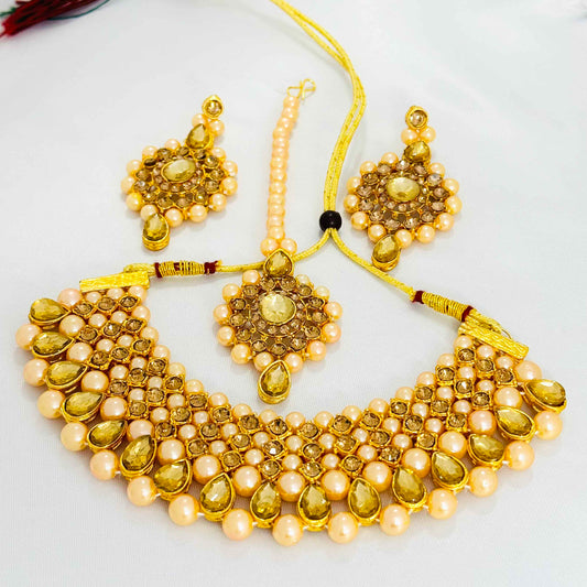 Golden Pearl Kundan Set