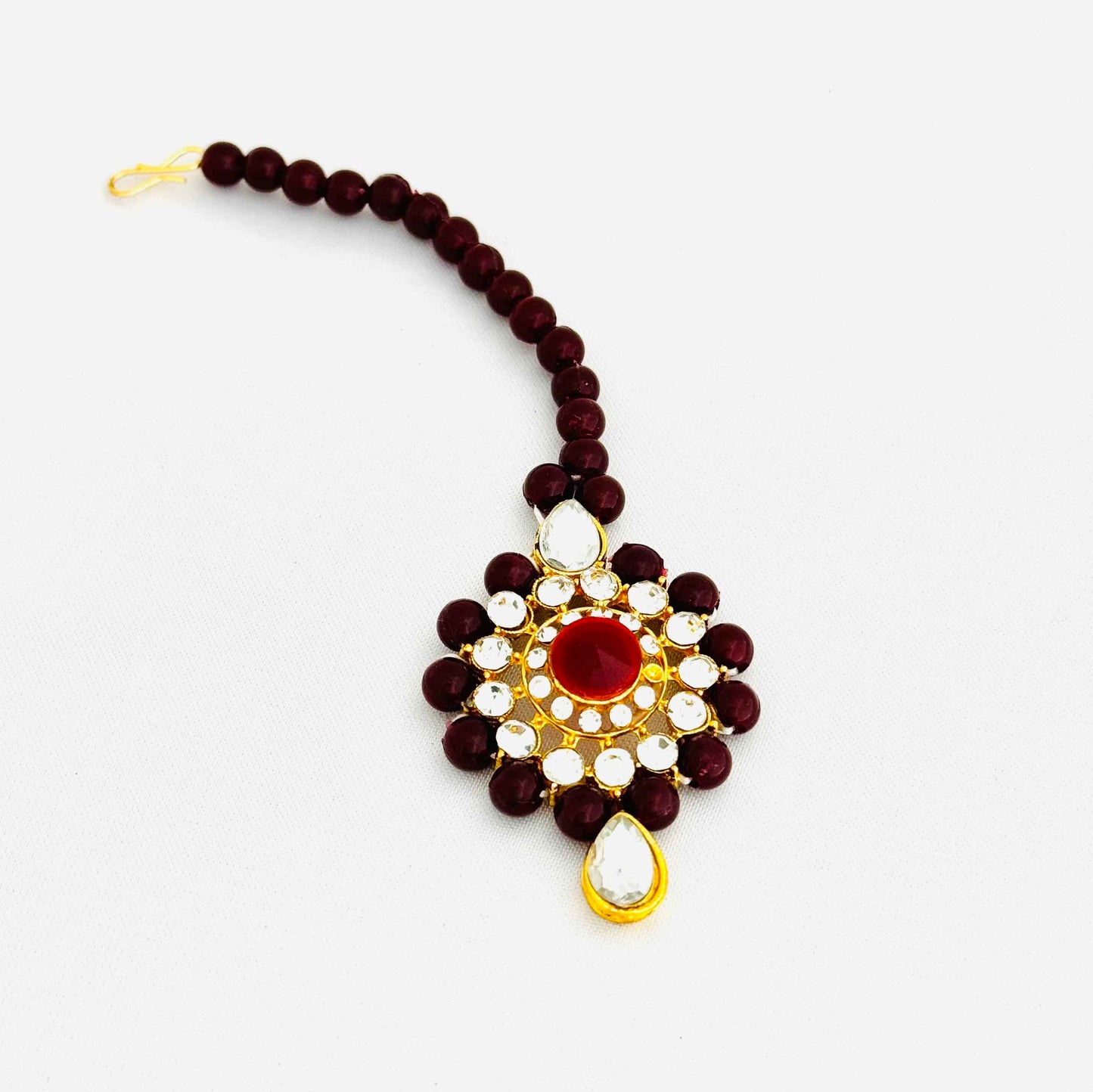 Maroon Pearl Kundan Set