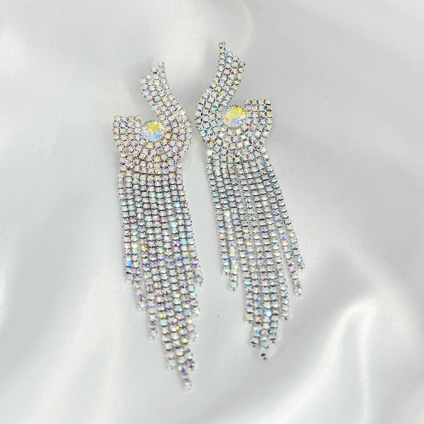 Multi Long Drop Diamond Earrings