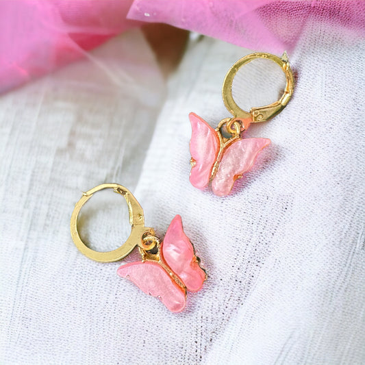 Pink Butterfly Earrings