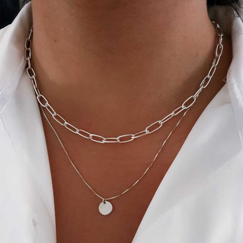 Double Chain Coin Necklace