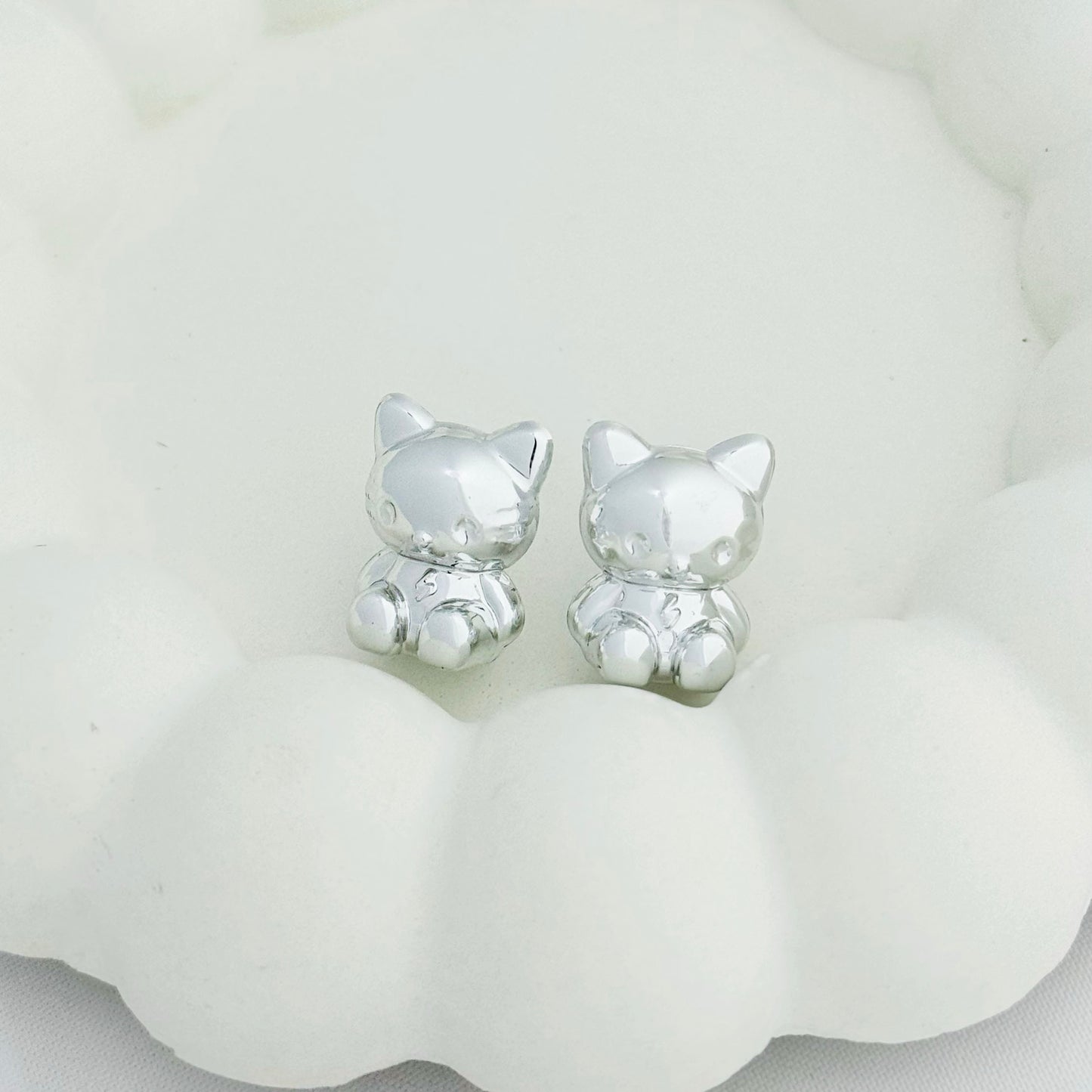 Teddy Bear Silver Tops Earring