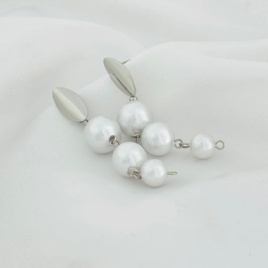 Triple Pearl Long Earrings