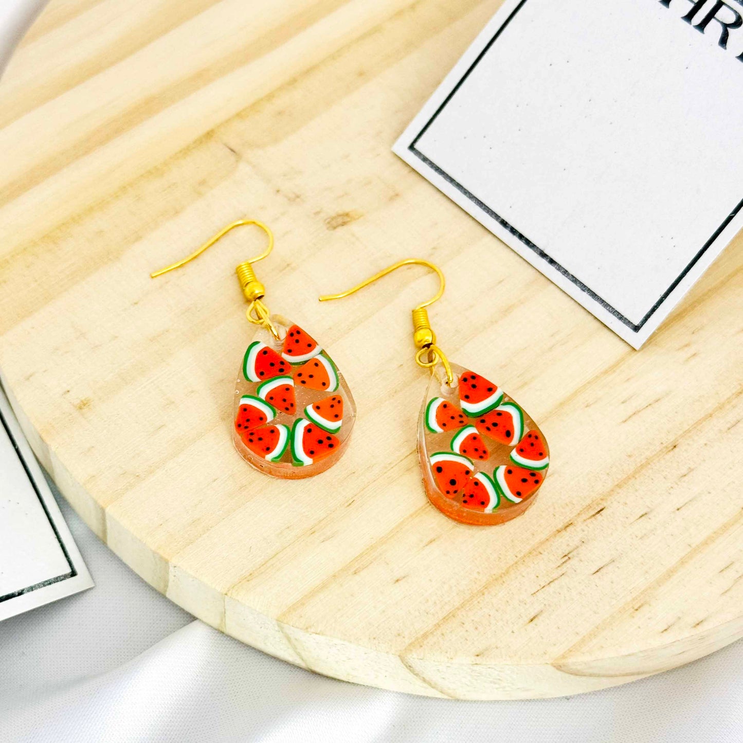 Watermelon Resin Earrings