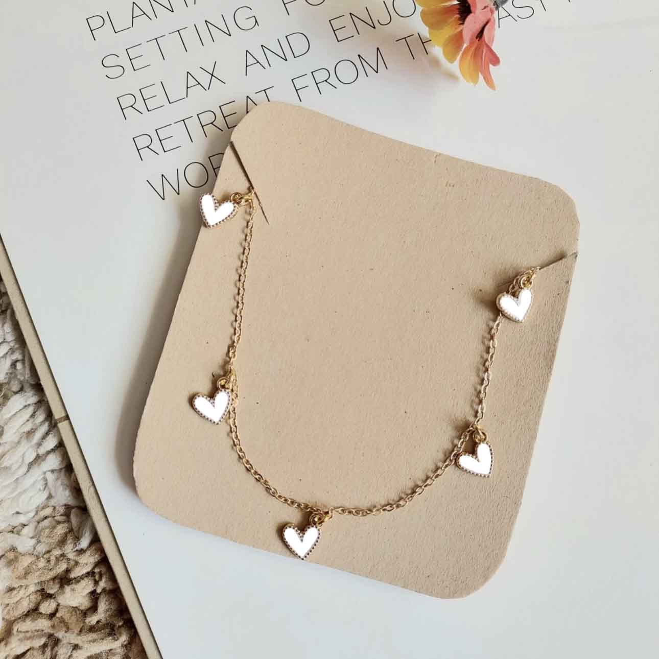 Five White Heart Necklace