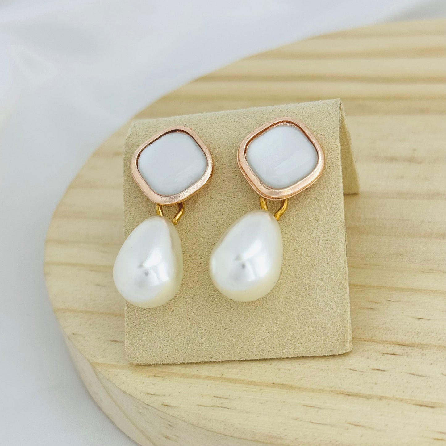 White Pearl Earrings