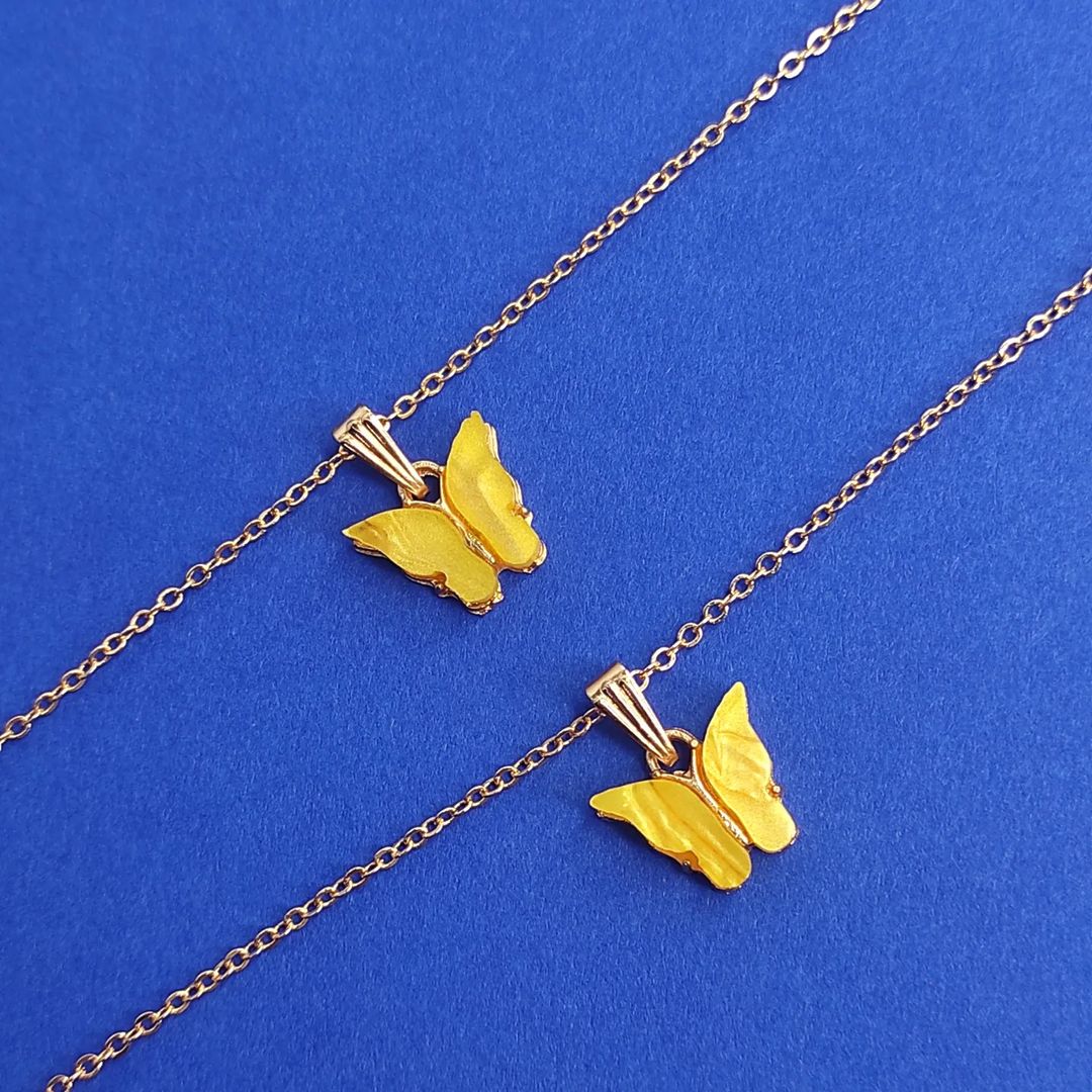 Two Butterfly Statement Double Layered (Yellow)