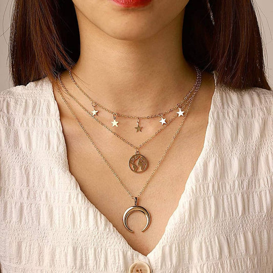 Triple Rose Gold Layered Chain Necklace