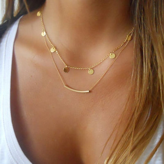 Double Rose Gold Layered Chain Necklace