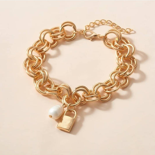Pearl Lock Rose Gold Bracelet