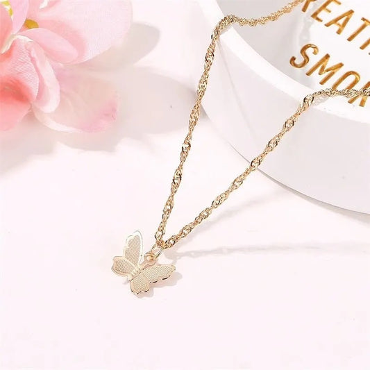 Single Butterfly Layered Chain Necklace