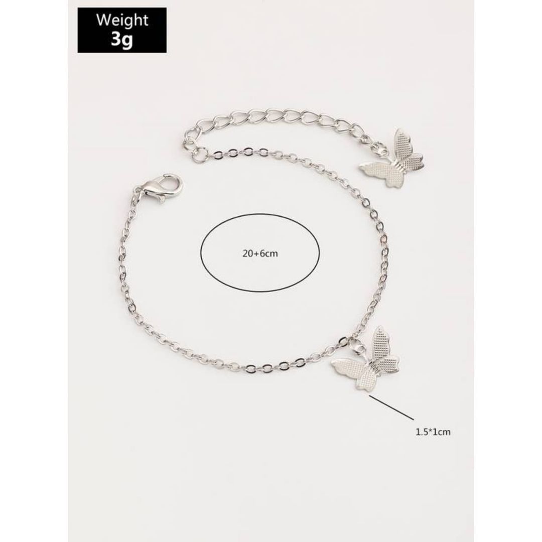 Double Butterfly Simple Layered Chain Bracelet  Fahrya