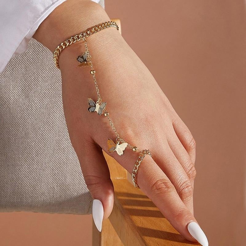 Hand Chain Finger Ring Pearl Bracelet for Women – Trendyz