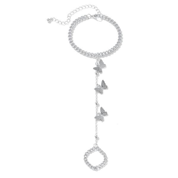 Stainless Steel Heart Butterfly Chain Bracelet – Little Black Heart Boutique